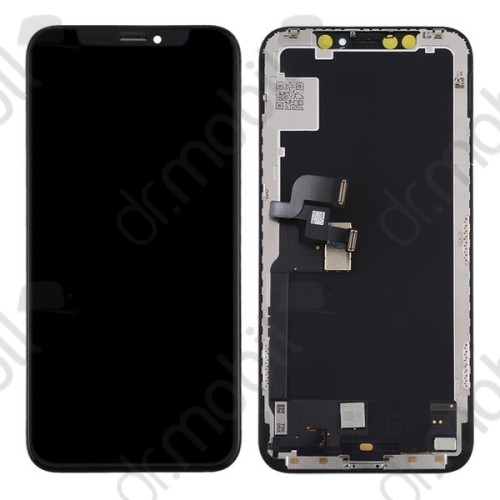 Kijelző Apple iPhone X (AMOLED lcd, érintőpanel, átvezető fóliával, keret) fekete